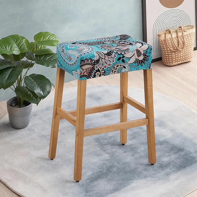 YISUN Stool Covers Rectangle - 4 Pack Stretch Waterproof Saddle Seat Cover Counter Bar Stools Bar Chairs Covers Kitchen Island Chairs Cushion Protector (4, F-Light Green)