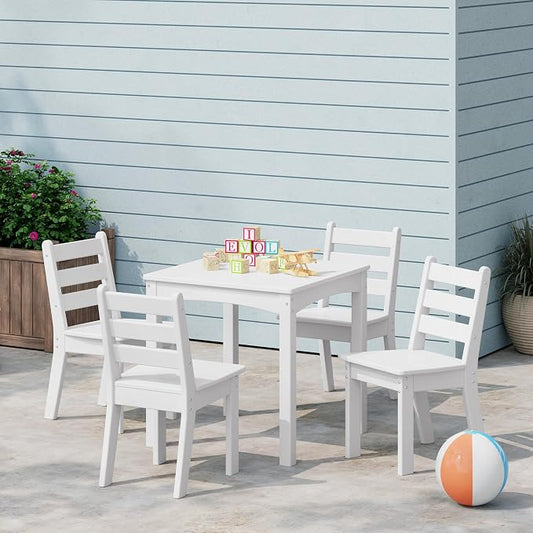 Costaelm Outdoor Kids Dining Chair Set of 2,Step Stool Toddler Chair, White