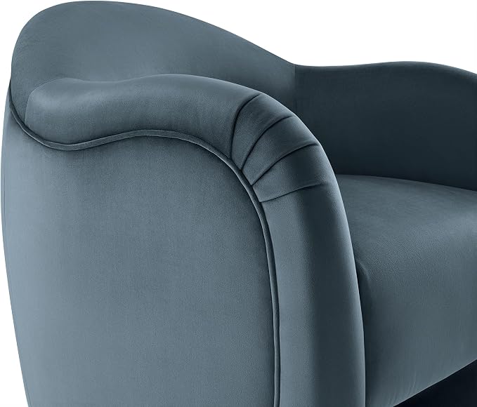 Modway Compose Barrel Chair with Performance Velvet Fabric in Cadet Blue – Upholstered Accent Armchair with Curved Backrest – Cozy Lounge Chair for Reading – Round Comfy Single Sofa Club Chair