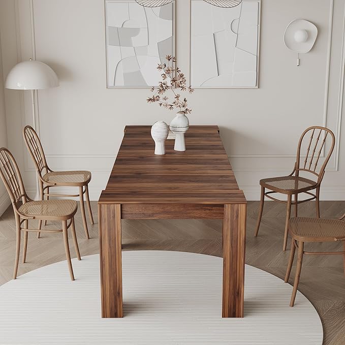 Extendable Dining Table, Transformer Folding Console Table for 2-12 People, Space Saving Dining Room Table for Apartments & Homes, Walnut