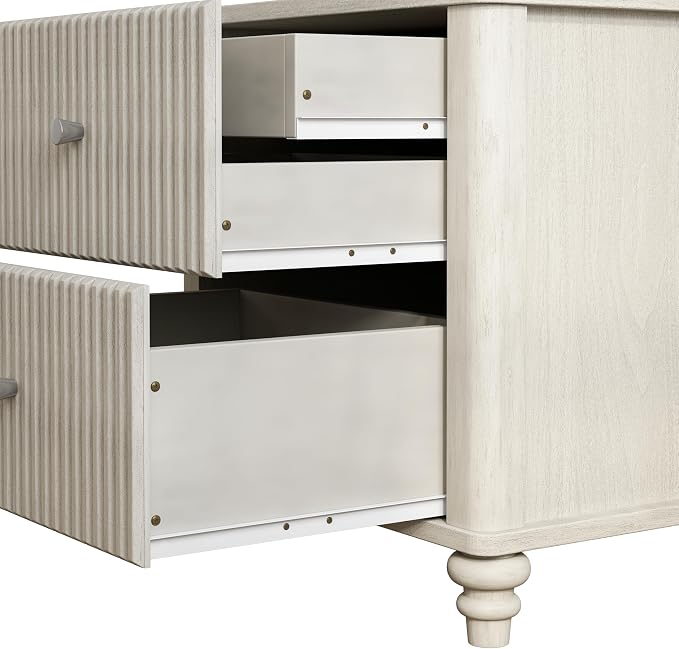 3-Pieces Bedroom Sets, King Size Platform Bed with 2 Nightstands, Solid Wood Platform Bed Frame with Tall Headboard and Classic American Turned Legs (Beige-5.25, King)