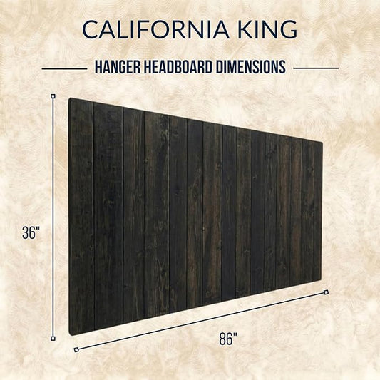 Barn Walls California King Wood Headboard - Black Barrel Rustic Design - Wall Mounted Floating Headboard for California King Bed - Handcrafted Solid Wood - Easy No-Drill Installation