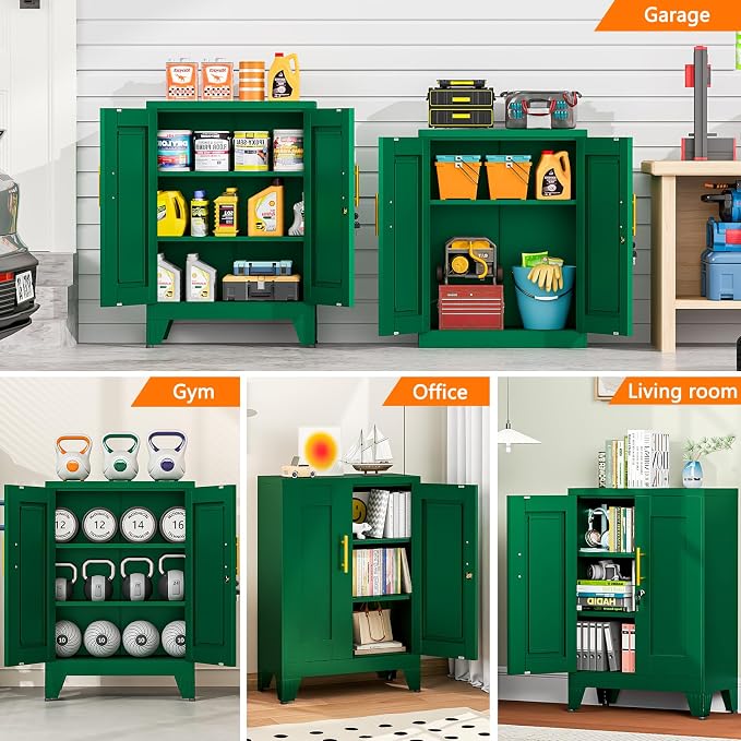 36 Inch Metal Tool Cabinet, 11.8" D x 23.6" W x 35.4" H, Lockable Steel Storage Cabinet with 2 Adjustable Shelves, Heavy-Duty Garage Storage Cabinet for Workshop, Basement, Office, White