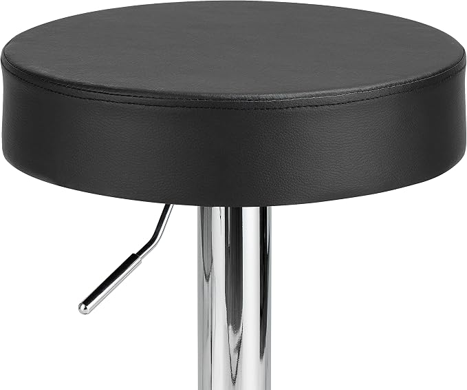 Finnhomy Bar Stools Set of 2 Modern PU Leather, Swivel Barstools with Footrest and Backless Round, Counter Height Adjustable Modern Counter stools for Kitchen, Black