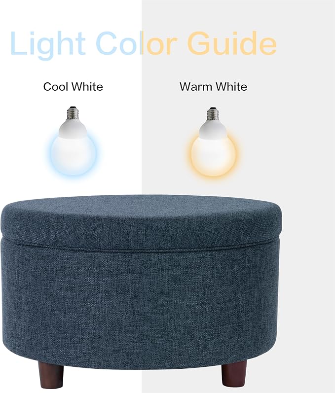 HomePop 28" Round Storage Ottoman - Textured Navy