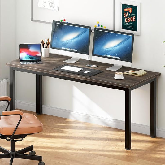 DlandHome Computer Desk Home Office Table Writing Desk Study Table Gaming Desk Worstation (63 inch, Walnut)