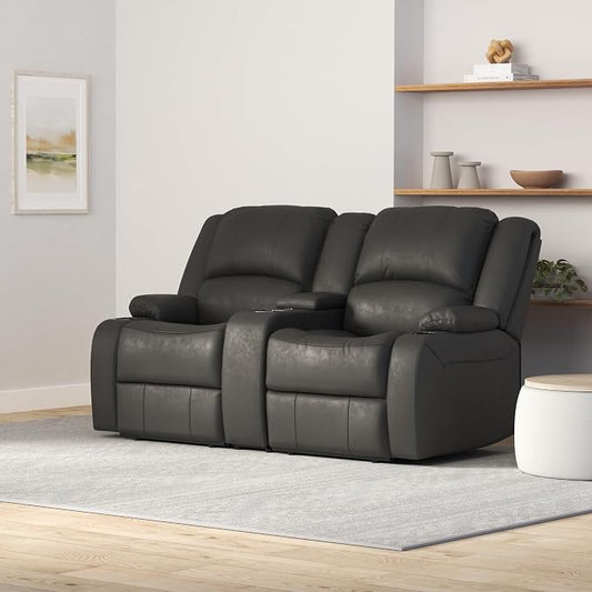 RecPro Charles 67" RV Wall Hugger Reclining Sofa | Gunmetal