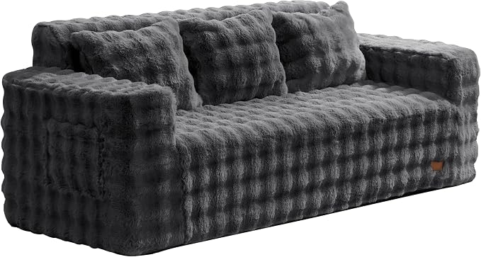 ZurNesfure Sofa Couch Cloud 3-seater Memory Foam Couch with Pillow No Assembly Required, Modern Couch with Removable Washable Cover Boneless Sofas for Living Room Bedroom Apartment (Darkgrey,3-Seater)