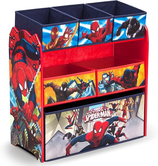 Delta Children Toy Organizer, 6 Bin | Greenguard Gold Certified | Spider-Man | Pack of 2