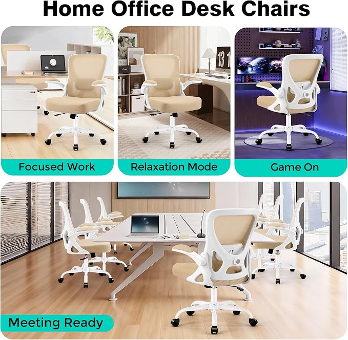 AreShark Office Chair - Ergonomic Breathable Mesh Desk Chair with Adjustable Lumbar Support and Flip-up Armrests - Executive High Back Rolling Swivel Comfortable Computer Gaming Chair for Home Office
