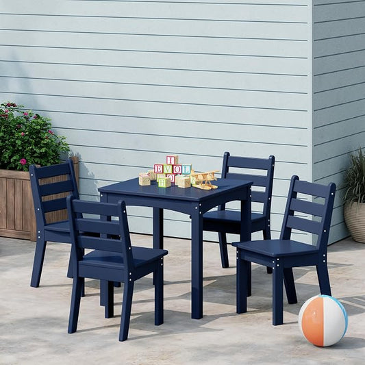 Costaelm Kids Outdoor 24" Dining Table, Navy Blue