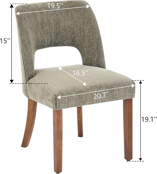 VKNOW Wooden Dining Chairs Set of 2, Modern Fabric Upholstered Dining Room Chair Kitchen Chairs, Farmhouse Dinner Chair for Kitchen Dining Room, Green