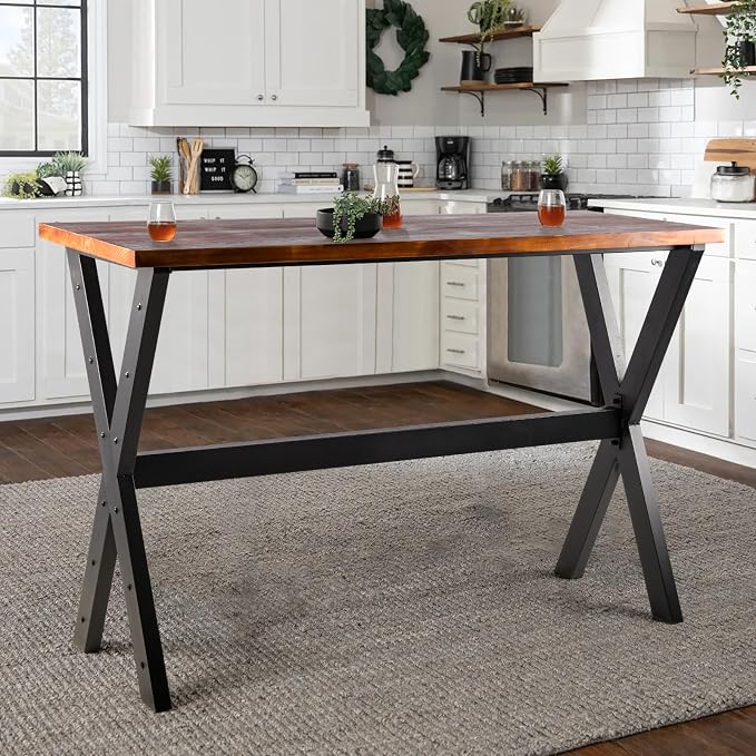 Industrial Rectangle Dining Table for Kitchen 41.3inch High Top Bar Table Narrow Patio Table Rustic Conference Working Desk for Office