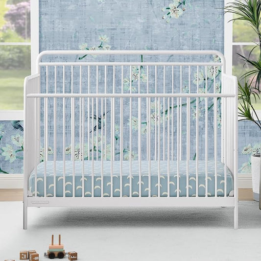 Delta Children Hayden 5-in-1 Convertible Metal Crib, Warm Gray