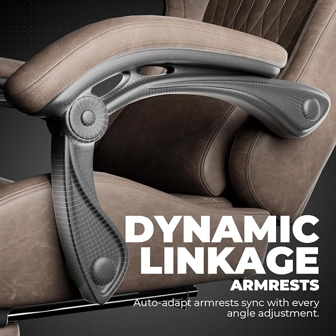 GTPLAYER Gaming Chair, Video Game Chairs with Footrest, PC Gamer Chairs for Adults - Padded High Back Ergonomic Reclining Silla Gamer, Linkage Armrest, Ace Pro, Light Brown
