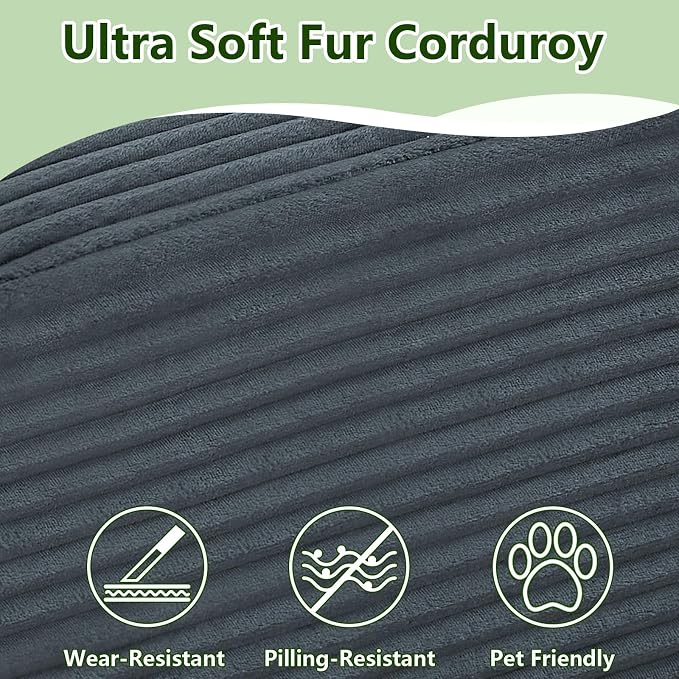 96" Modular Sectional Sofa, Modern Corduroy Cloud Couch, Boneless Couch Upholstered 3-Seater L-Shaped Sofa for Living Room, No Assembly Required (Dark Grey, Left-Facing Chaise)