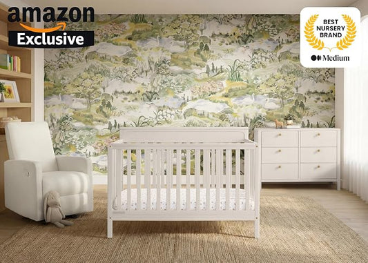 Delta Children Isabelle 6-in-1 Convertible Crib, Converts to Toddler Bed, Daybed, Sofa & Full Bed with/Without Footbaord, Greenguard Gold Certified, Mattress Heights, Soft Beige