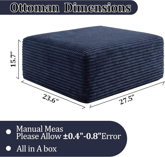 Corduroy Ottoman, Modern Boneless Cloud Foot Rest Foam Support, Oversized Modular Sectional Sofa Stool for Living Room, Bedroom & Small Spaces, No Assembly Required