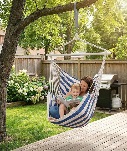 ADVOKAIR Hammock Chair Swing, Heavy-Duty Hanging Rope Swing Seat Supports 500 Lbs, Ideal for Outdoor Patio, Backyard, Porch, Deck & Indoor Bedroom Use