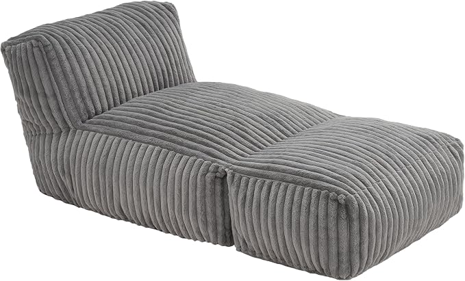 Hobestluk Giant Memory Foam Bean Bag Chairs Sofa for Adults (Grey,Large) | Soft Fabric,Ergonomic Back Support,Lightweight,Easy Clean,No Assembly,Wear-resisting,For Livingroom Guest room,Well-looking