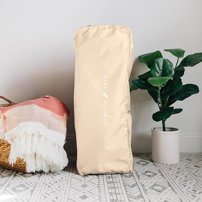 Baby Delight Lunaire Full Size Crib | Breathable Mesh Baby Crib | Tool-Free Assembly Baby Bed | 100% GOTS Certified Organic Cotton Fabric | Organic Oat