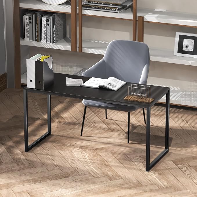 SHW Mission 55-Inch Home Office Computer Desk, Black