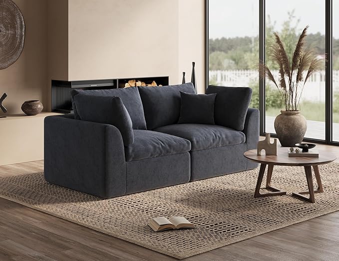 ohllob 78.9" Loveseat Sofa, Cloud Boneless Couches for Living Room, Modern Modular Sectional Sofa, Oversized, Grey