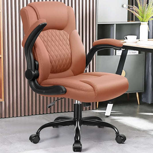 Leather Office Chair, PU Home Computer Desk Chairs with Ergonomic Back Support, 360°Swivel Free,Small Gaming Chair with Wheels and Adjustable Armrests, for Short People Use