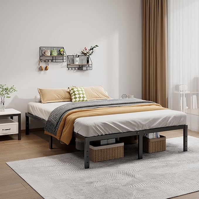 LUMUNANCE Metal Bed Frame California King Size - 14 Inch Heavy-Duty Cal King Platform Bed Frame No Box Spring Needed, Easy Assembly, Noise-Free, Sturdy Mattress Foundation, Underbed Storage Space