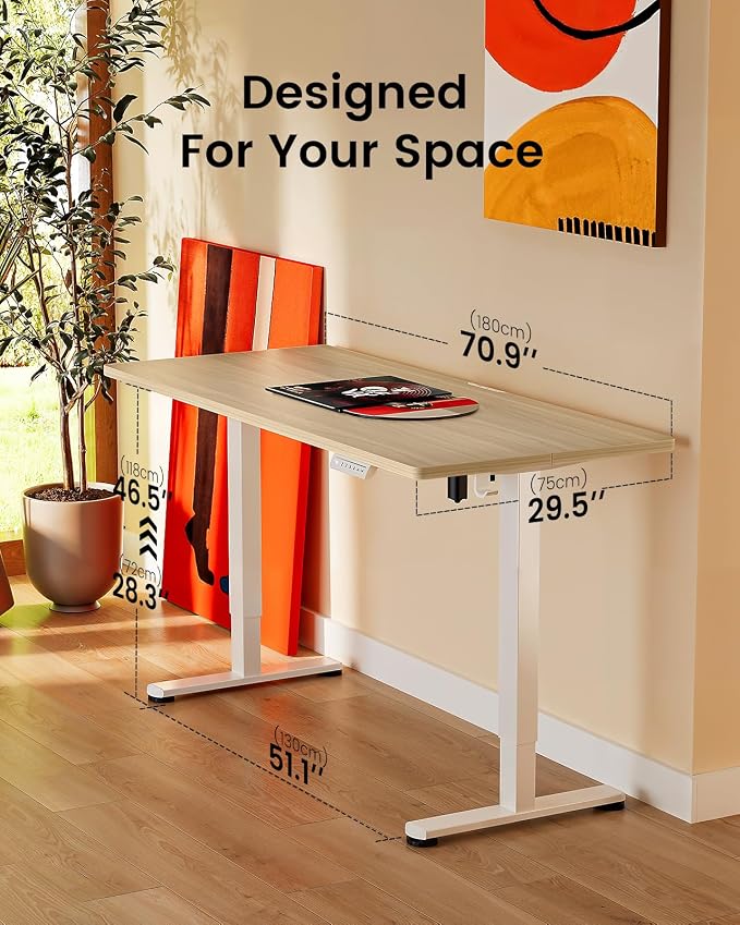 ErGear Height Adjustable Electric Standing Desk, 71 x 30 Inches Sit Stand up Desk, Memory Computer Home Office Desk, Natural