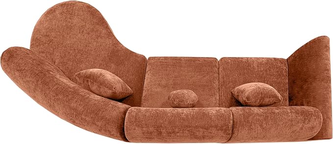 Christopher Knight Home Grelyn Modern Curved Modular Sectional Sofa, Wool Fabric Large Cloud Couch, 6-Seater L-Shaped Couch Living Room, 3-Piece Lounge Sofa with Chaise,Fully Assembled,Brownish Orange
