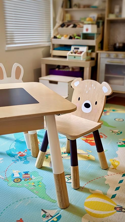 Tender Leaf Toys Forest Table & Chairs Set – Child-Sized Wooden Furniture for Art, Games & Everyday Activities – Crafted Materials – Age 3+