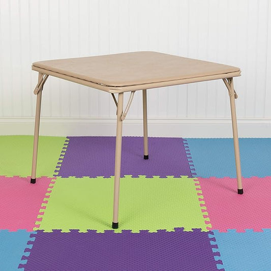 Flash Furniture Mindy Kids Tan Folding Table with Padded Top and Powder Coated Locking Legs