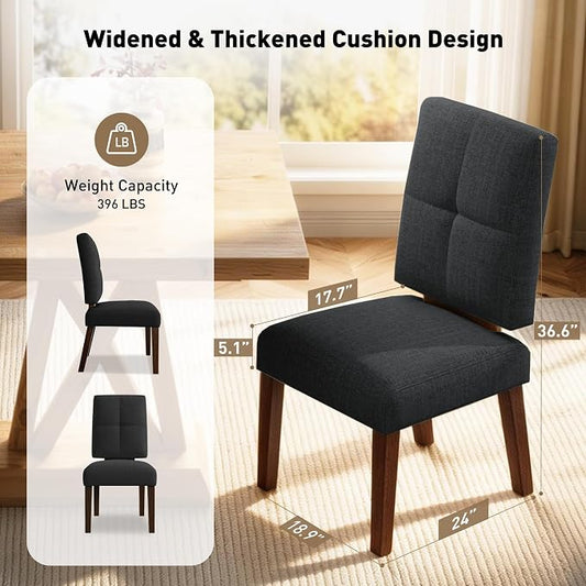 HOMRELEXA Wooden Dining Chairs Set of 2, Dining Room Chairs with Wood Legs, Cloud-Like Cushion & Reinforcement Structure Design for Kitchen/Living Room/Restaurant, Easy Assembly