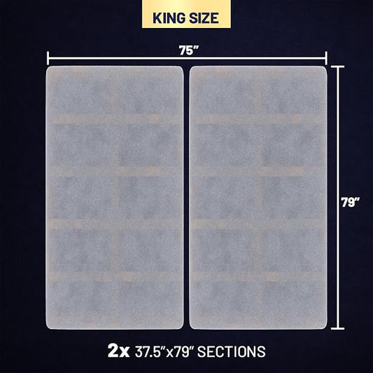 1.5" Split Wood Bunkie Board King Size Bed, Under Mattress Support, Fully Assembled, Fabric Ventilation Cover-Replaces Wooden Slats or Box Spring for Bed Frames