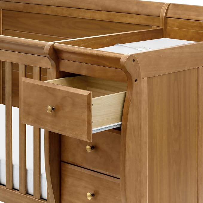 Davinci Kalani 4-in-1 Convertible Crib & Changer Combo, Chestnut | GREENGUARD Gold Certified, Converts to Toddler Bed, Daybed & Full-Size Bed, 4 Adjustable Mattress Heights, Easy to Assemble