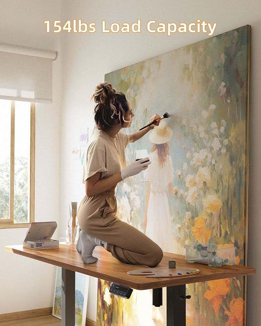 YIHAYO Electric Standing Desk, 63 x 24 Inches Stand Up Desk with Splice Board, Adjustable Height Desk, Computer Desk for Home Office, Black Frame/Rustic Brown Top