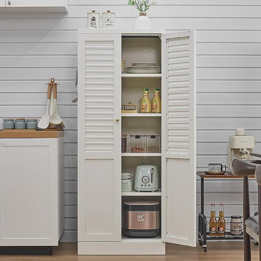 61'' Metal Pantry Cabinet with 4 Adjustable Shelves, Freestanding Steel Storage Cabinet for Kitchen & Home