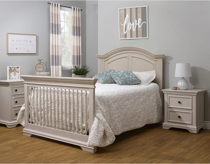 Sorelle Furniture High Arch Portofino Crib, Classic 4-in-1 Convertible Crib, Crib Made of Wood, Wooden Baby Bed, Toddler Bed, Child’s Daybed and Full-Size Bed, Nursery Furniture-Brushed Ivory