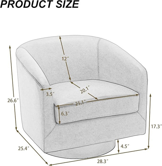 Swivel Barrel Accent Chairs Set of 2, Faux Leather Club Chair Upholstered Armchair for Living Room, Modern Arm Chair Small Single Sofa Bedroom Side Reading Seat - Cream