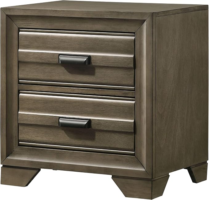 Roundhill Furniture Loiret Light Gray Finish 3-Piece Wood Bedroom Set with Queen Size Storage Bed with Two Nightstands