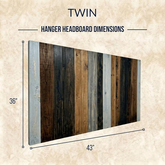 Barn Walls Twin Headboard - All Terrain Mix Multi-Tonal Solid Wood Panels | Wall Mount, Adjustable Height, Made in America