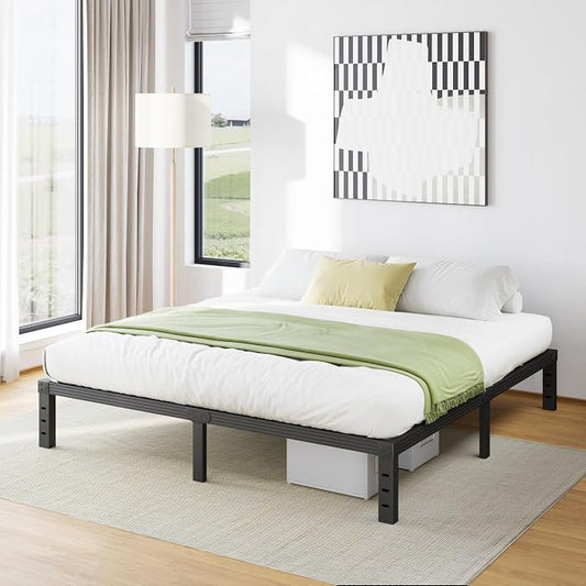 Furnitui 12 Inch High Metal King Bed Frame Platform, King Size Bed Frame No Box Spring Needed, Easy Assembly, Noise Free, Sturdy, Black