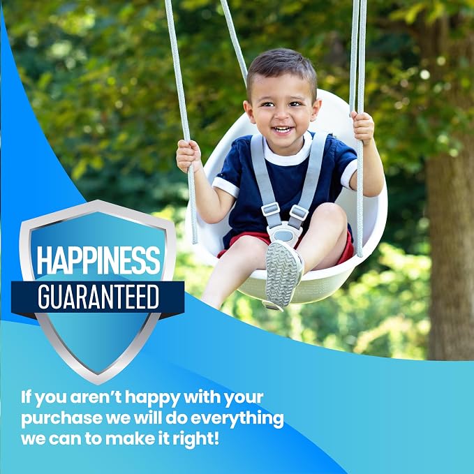 Swurfer Coconut Toddler Swing – Comfy Baby Swing Outdoor, 3- Point Adjustable Safety Harness, Secure, Safe Quick Click Locking System, Blister-Free Rope, Easy Installation, Ages 6-36 Months
