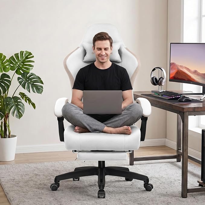 GTPLAYER Gaming Chair, Computer Office Chair with Pocket Spring Cushion, Linkage Armrests and Footrest, High Back Ergonomic Computer Chair with Lumbar Support Task Chair with Footrest