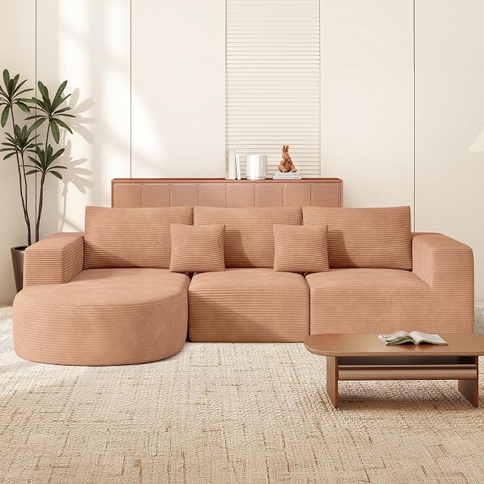 Boneless Couches for Living Room,Cloud Sectional Couch with L-Shape Chaise,Modern Modular Sofa with Deep Seat Upholstered Comfy Couches for Bedroom,No Assembly Required,1PCS