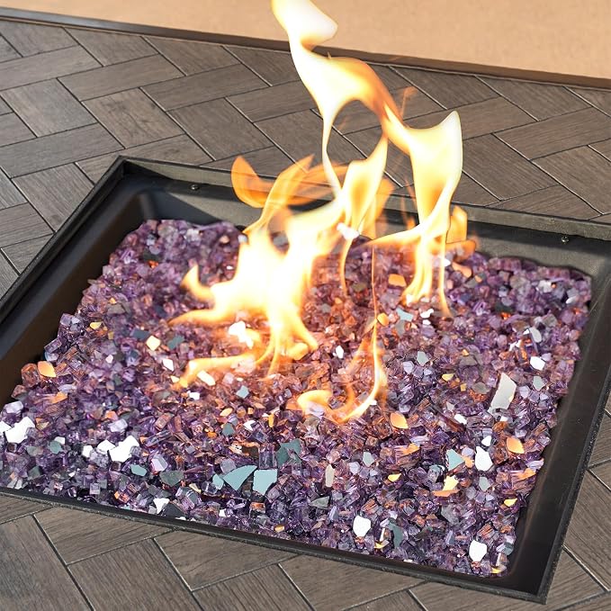 Stanbroil 10-Pound Fire Glass - 1/4 inch Reflective Tempered Fire Glass for Fireplace Fire Pit, Violet Reflective