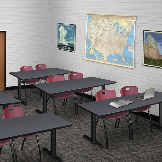Romig Pillar 60 x 24 in. Steel T-Base Training Seminar Table- Grey