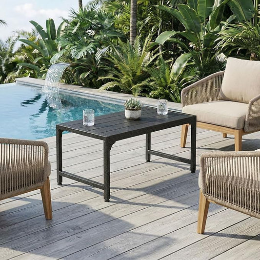 ODK Outdoor Coffee Table, Rectangle, Black
