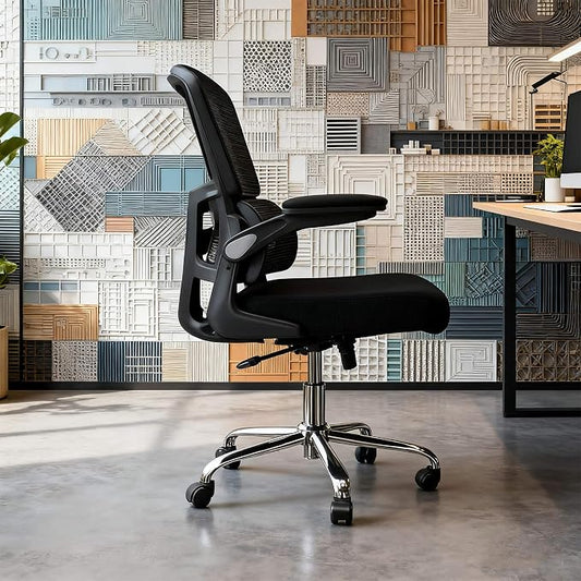 Logicfox Ergonomic Office Chair with Adaptive 2D Lumbar Support & Flip-Up Arms, Breathable Mesh Desk Chair for Back Pain Relief, Home Office Computer Chair with 400LBS Capacity